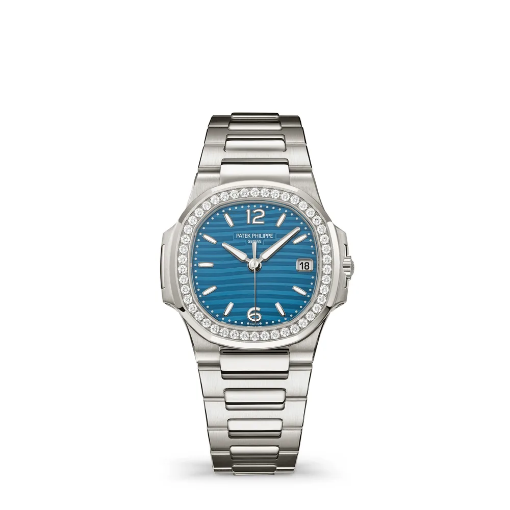 Patek Philippe Nautilus, White gold, Turquoise blue dial