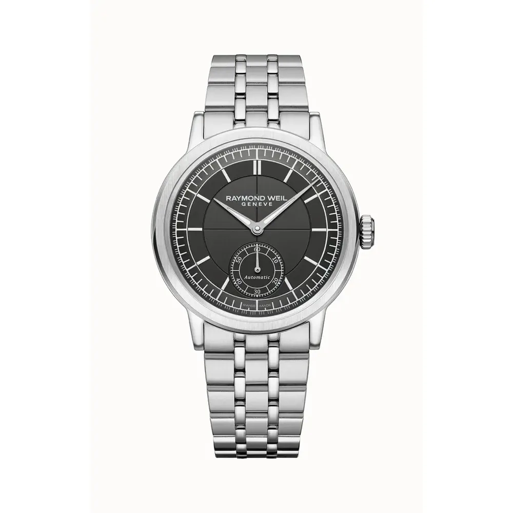 Raymond Weil Millesime Men's Automatic Small Seconds Anthracite Sector Dial Bracelet Watch, 39 mm