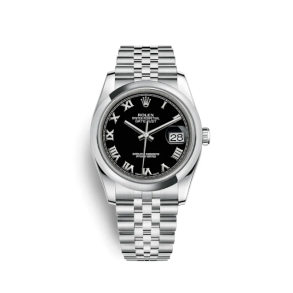 Rolex Datejust 36 Stainless Steel Domed / Jubilee / Black Roman
