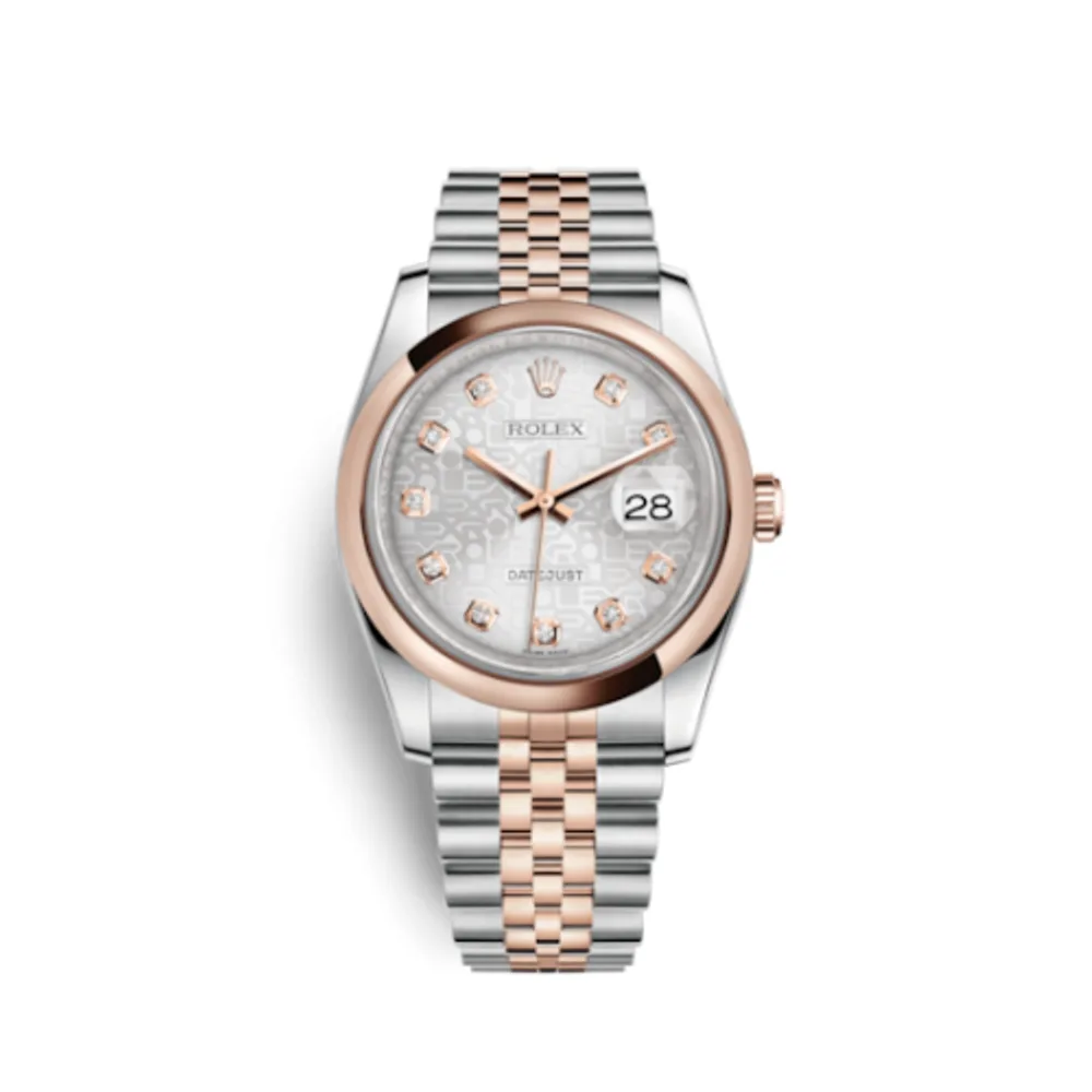 Rolex Datejust 36 Rolesor Everose Domed / Jubilee / Silver Computer