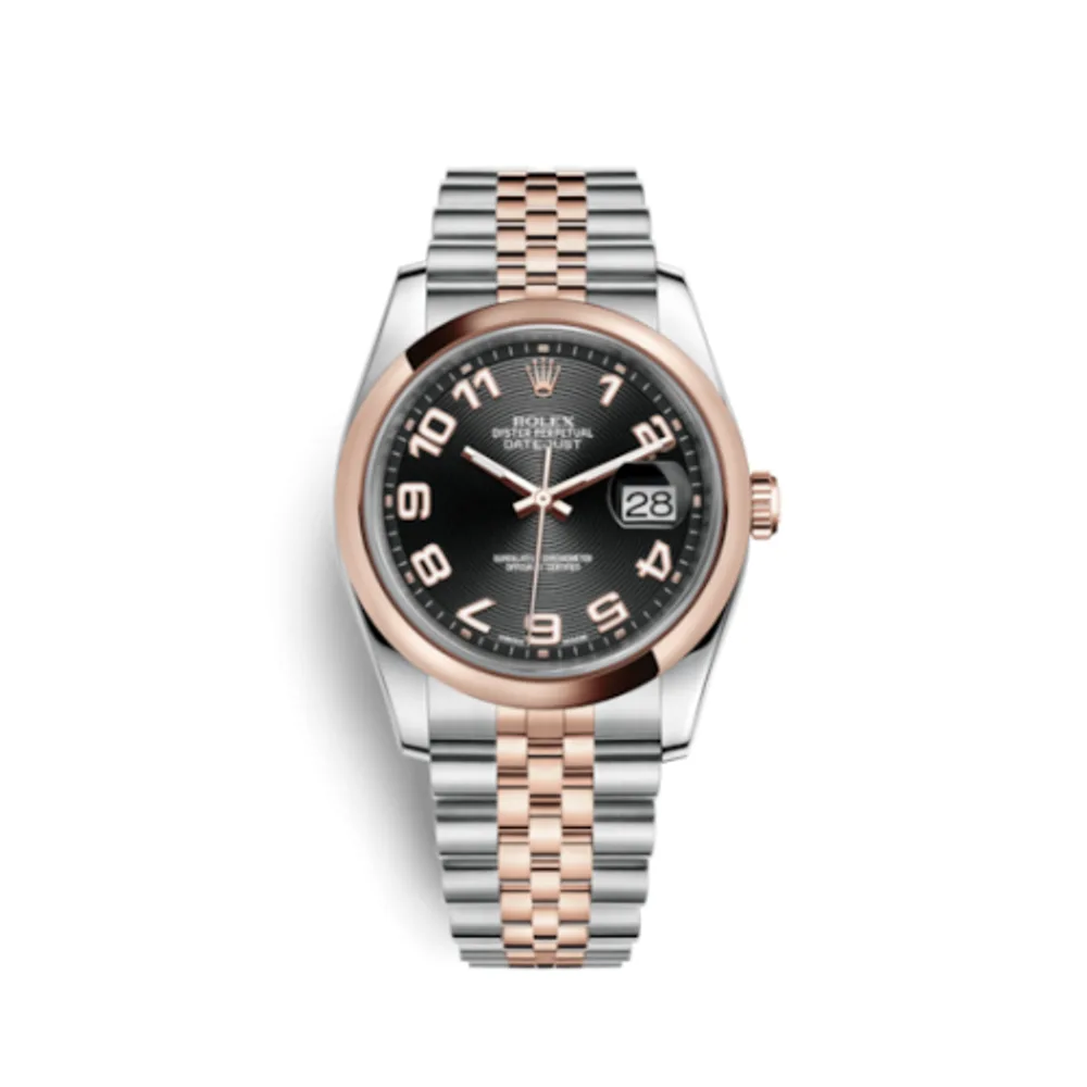Rolex Datejust 36 Rolesor Everose Domed / Jubilee / Black Arabic