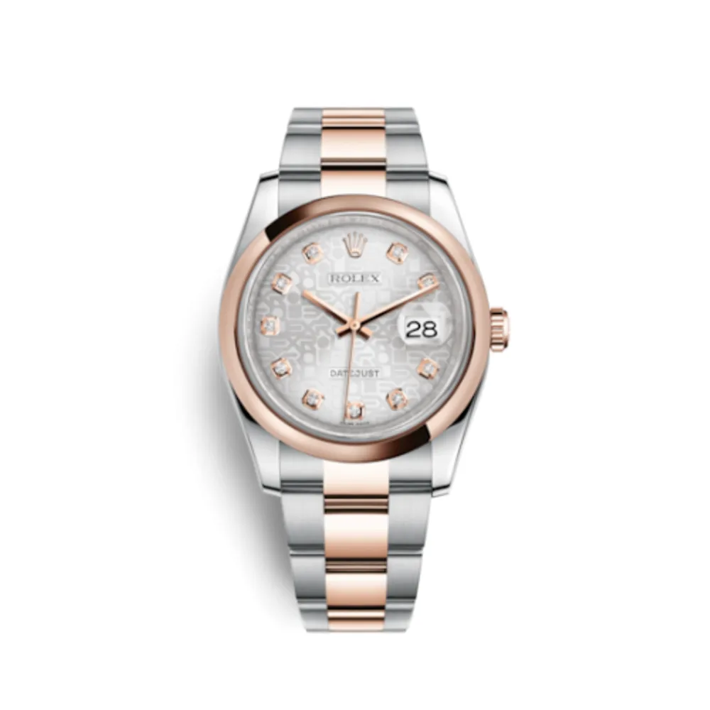 Rolex Datejust 36 Rolesor Everose Domed / Oyster / Silver Computer