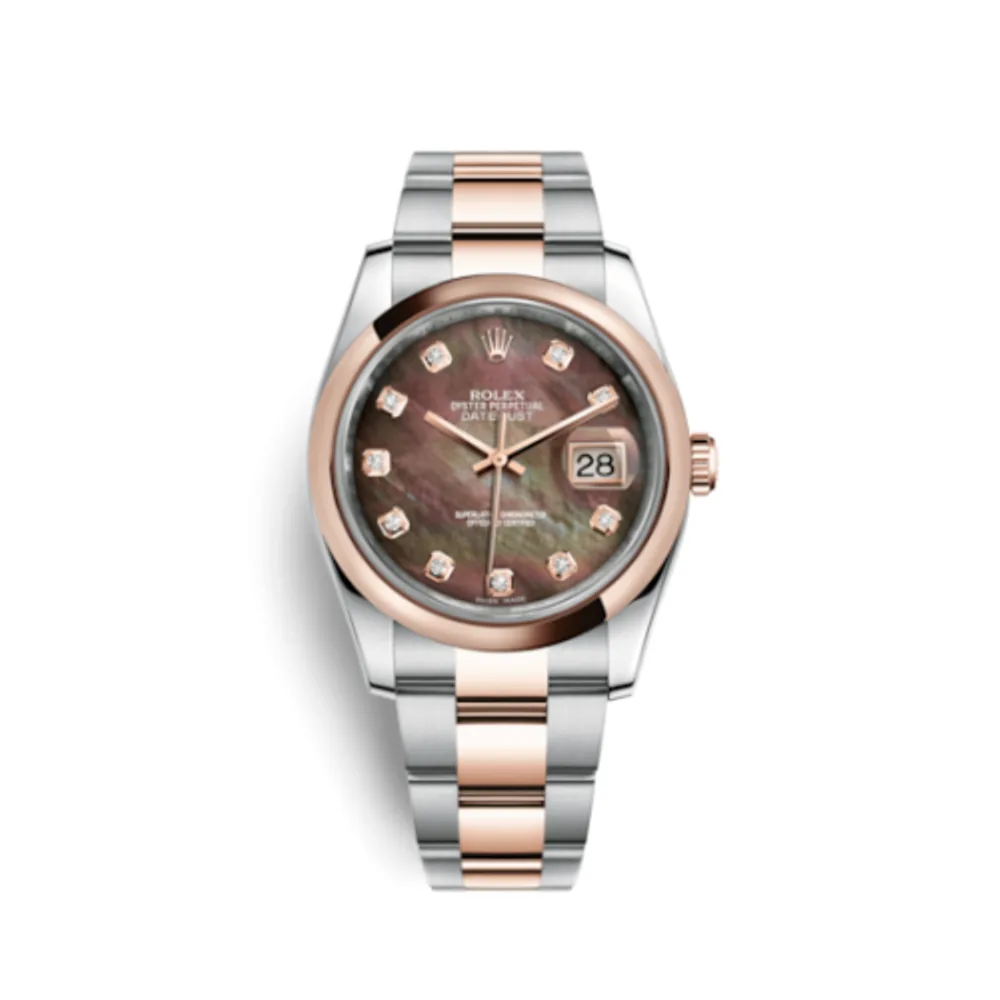 Rolex Datejust 36 Rolesor Everose Domed / Oyster / Black MOP