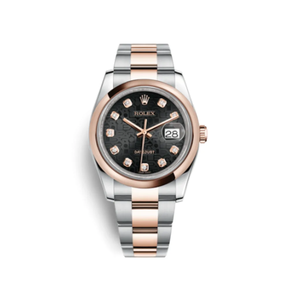 Rolex Datejust 36 Rolesor Everose Domed / Oyster / Black Computer