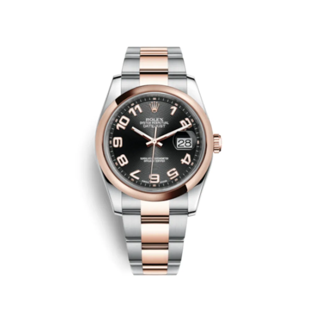 Rolex Datejust 36 Rolesor Everose Domed / Oyster / Black Arabic