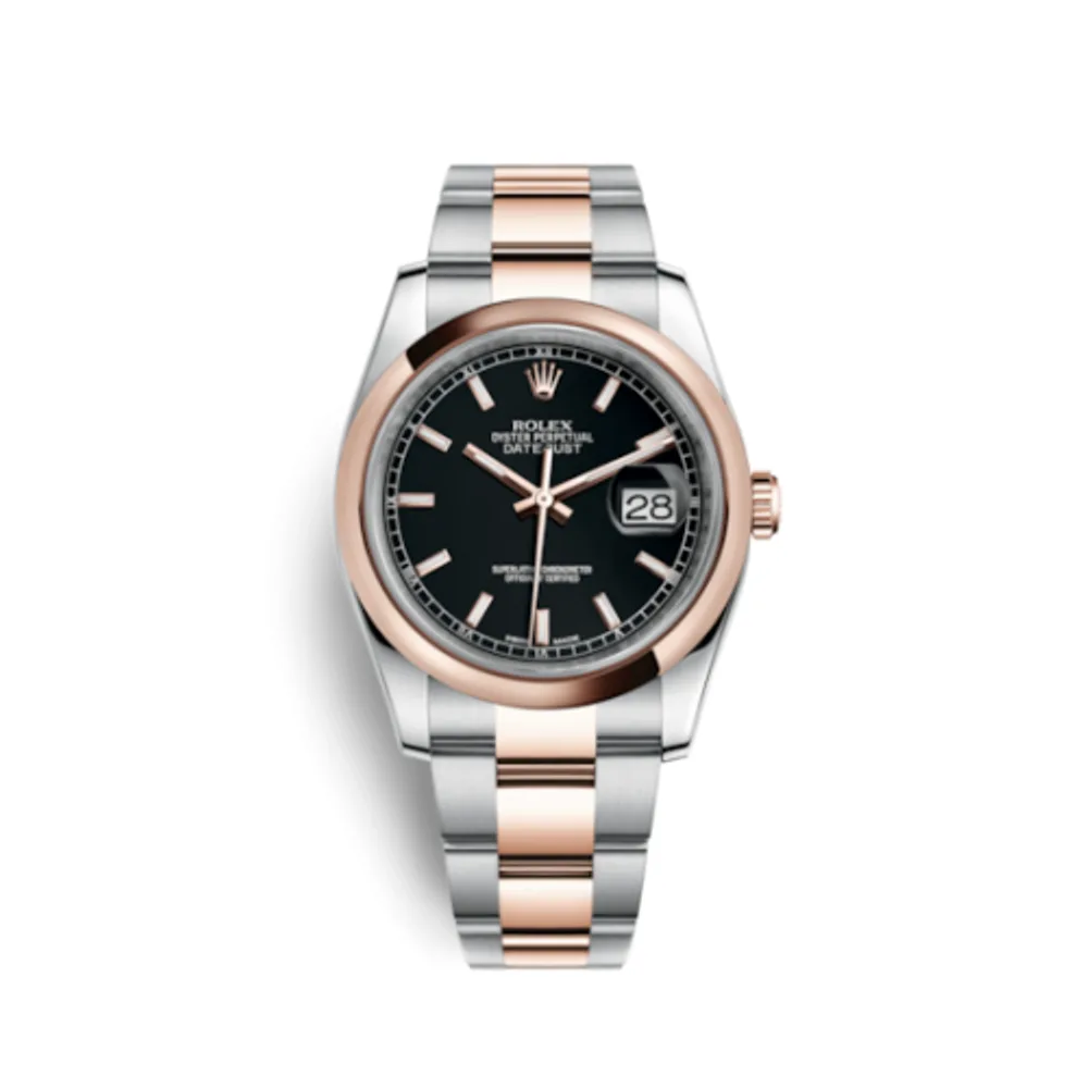 Rolex Datejust 36 Rolesor Everose Domed / Oyster / Black