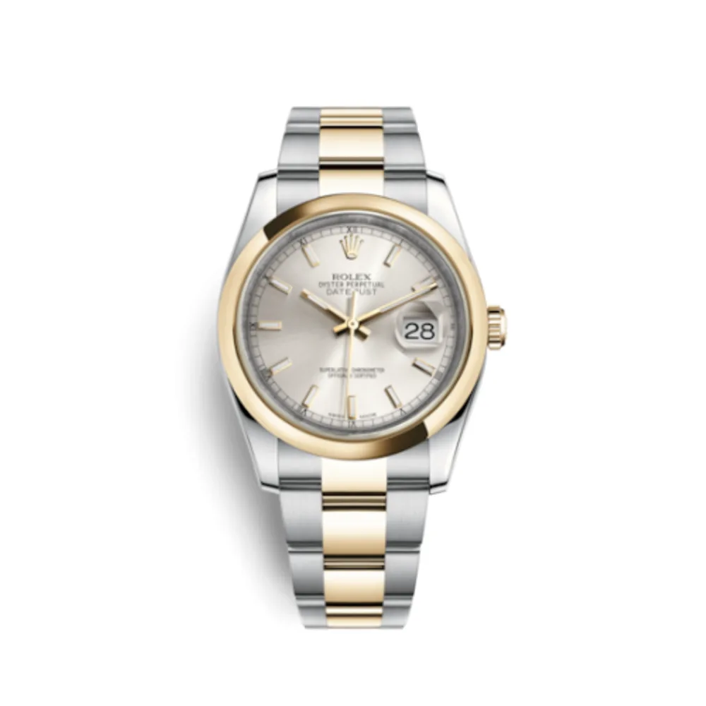 Rolex Datejust 36 Rolesor Yellow Domed / Oyster / Silver