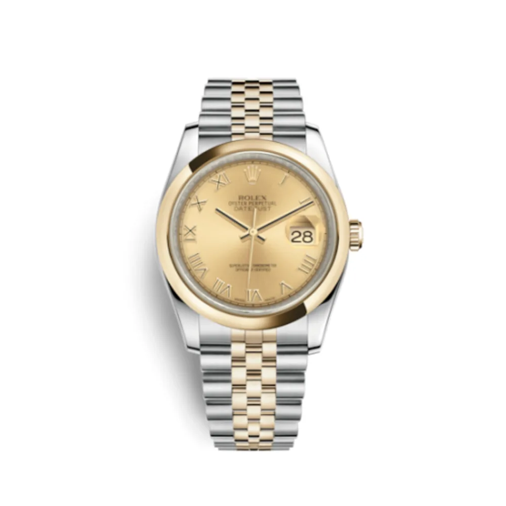 Rolex Datejust 36 Rolesor Yellow Domed / Jubilee / Champagne Roman