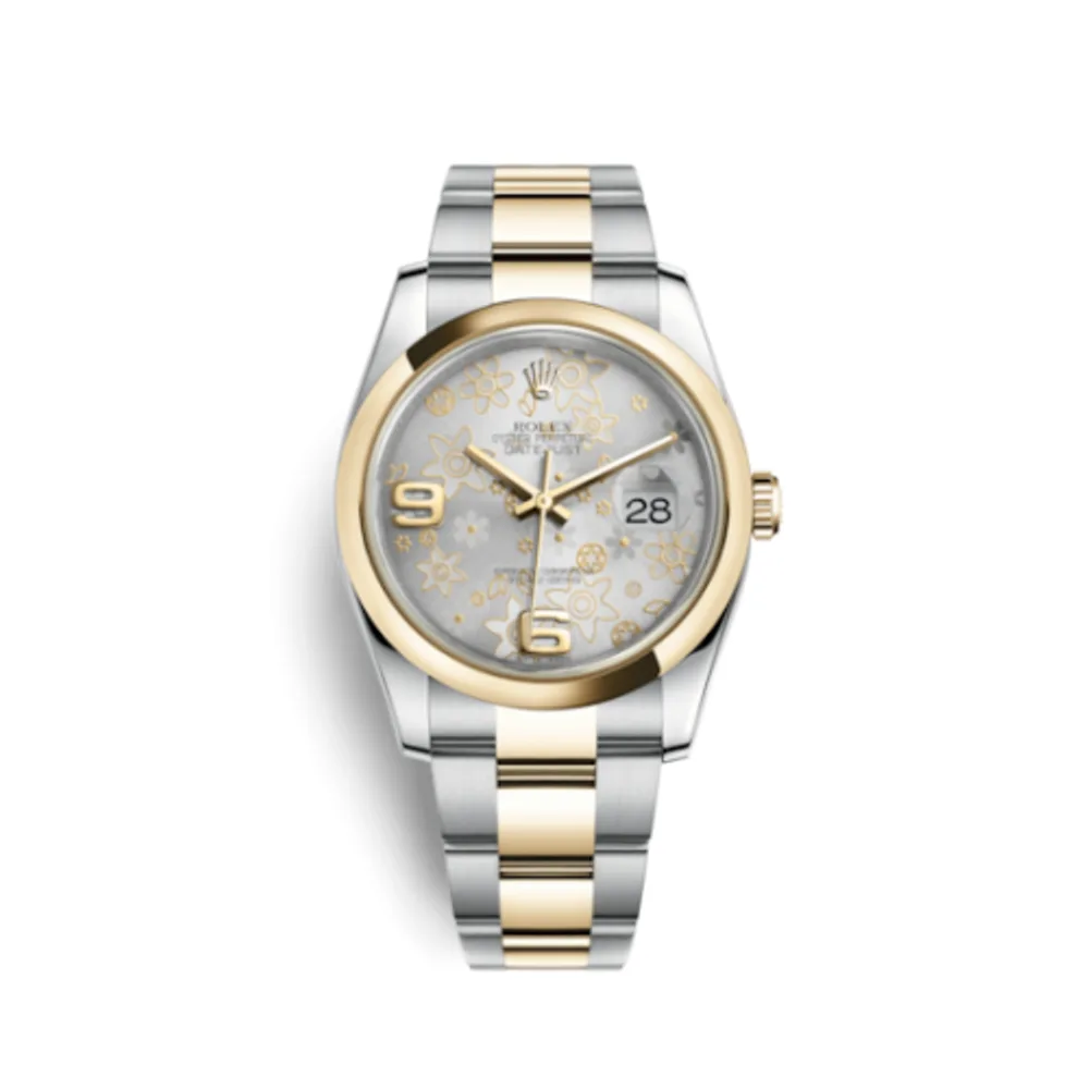 Rolex Datejust 36 Rolesor Yellow Domed / Oyster / Silver Floral