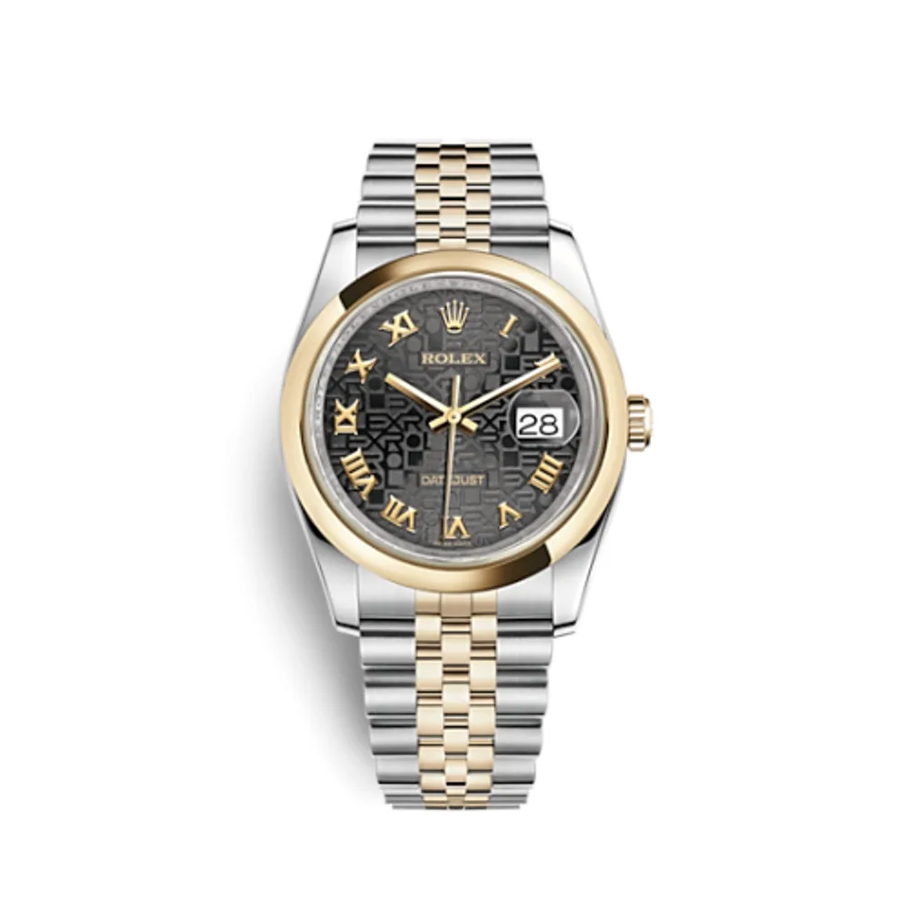 Rolex Datejust 36 Rolesor Yellow Domed / Jubilee / Black Computer Roman
