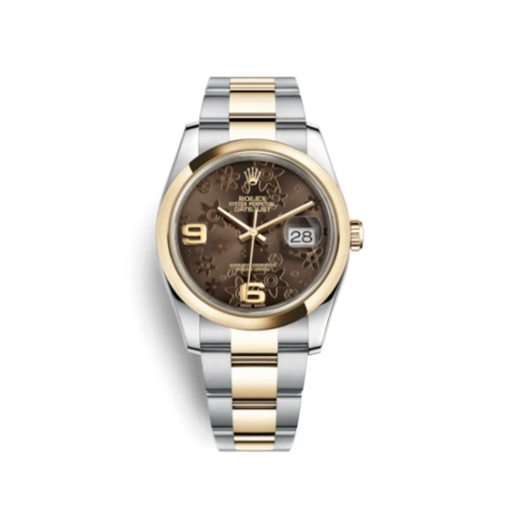Rolex Datejust 36 Rolesor Yellow Domed / Oyster / Bronze Floral