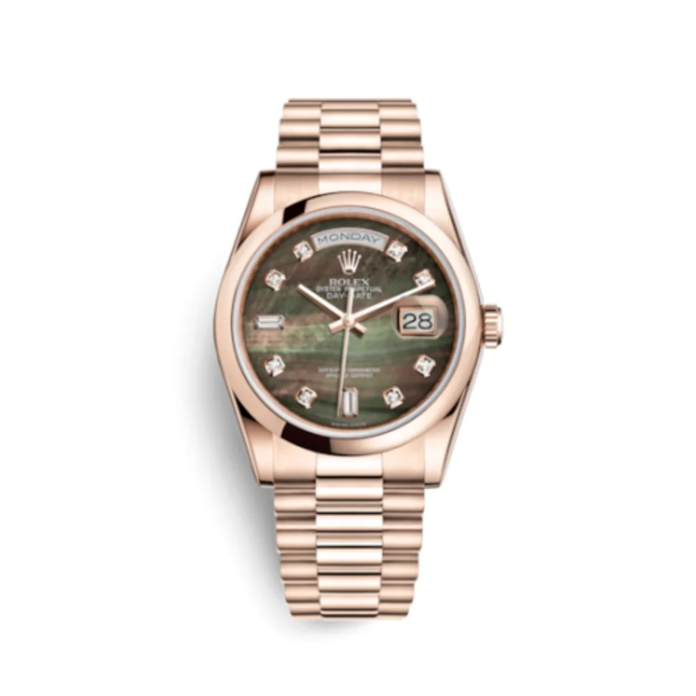 Rolex Day-Date 36 Everose Domed / President / Black MOP