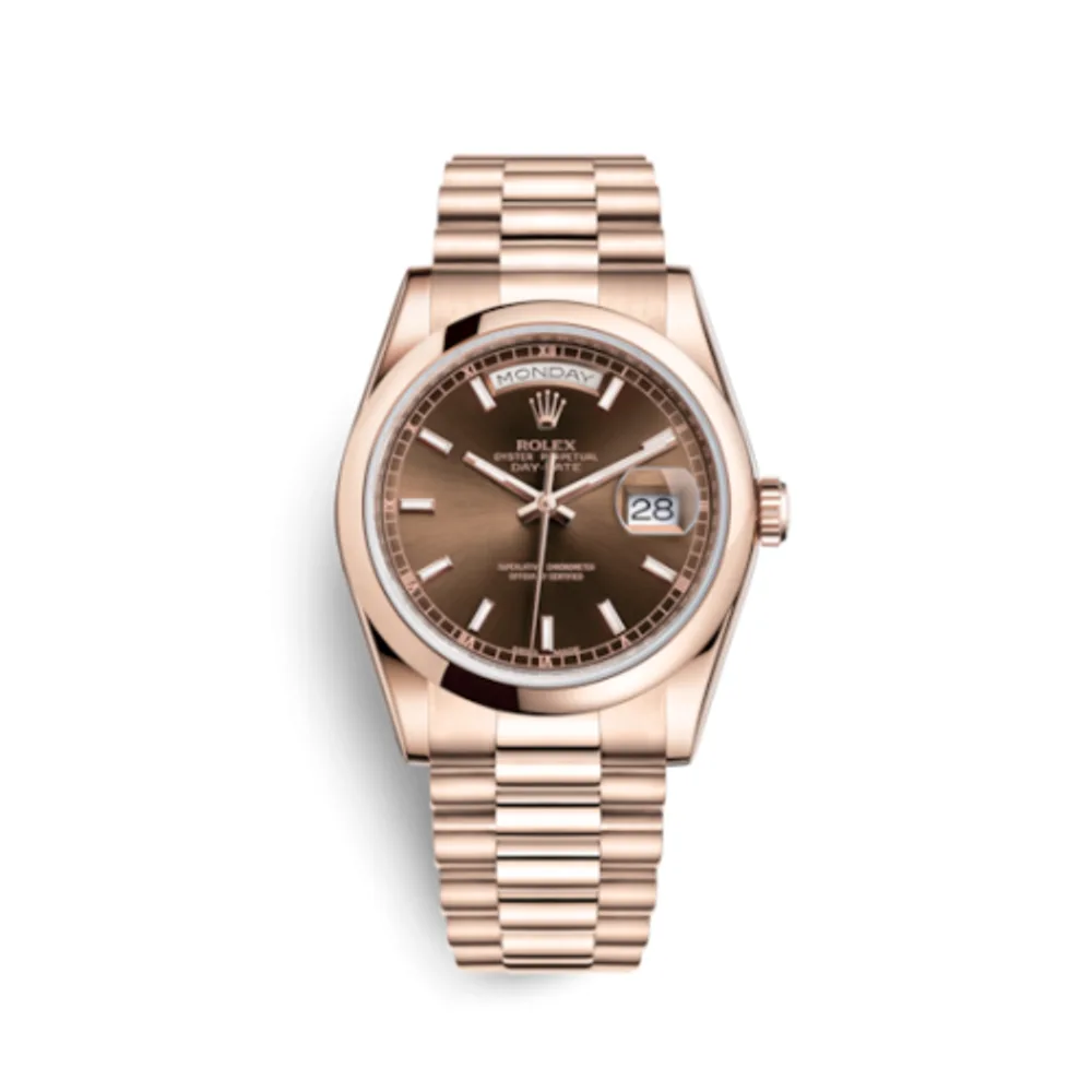 Rolex Day-Date 36 Everose Domed / President / Chocolate