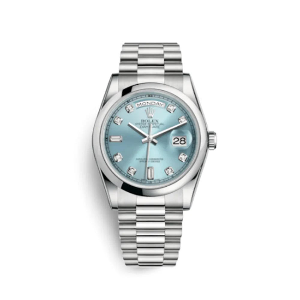Rolex Day-Date 36 Platinum Domed / President / Ice Blue Diamond
