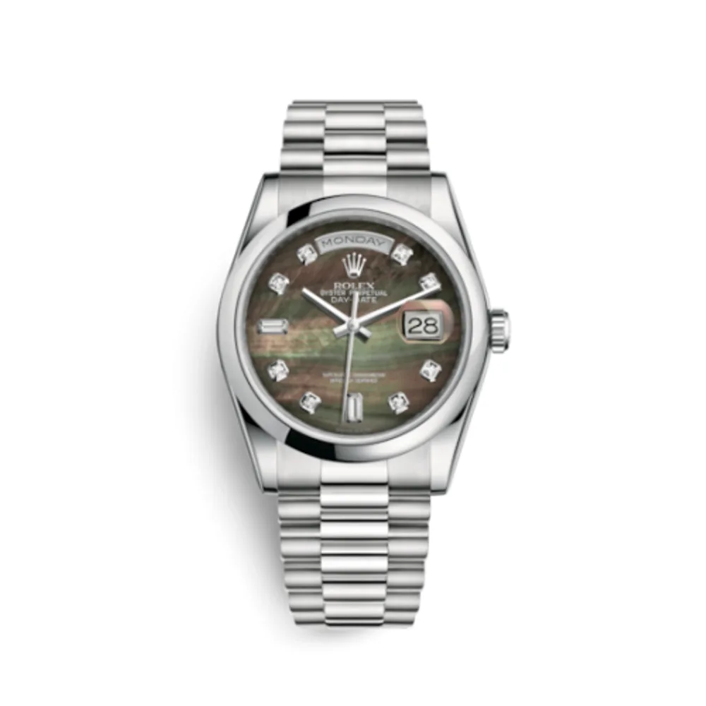 Rolex Day-Date 36 Platinum Domed / President / Black MOP