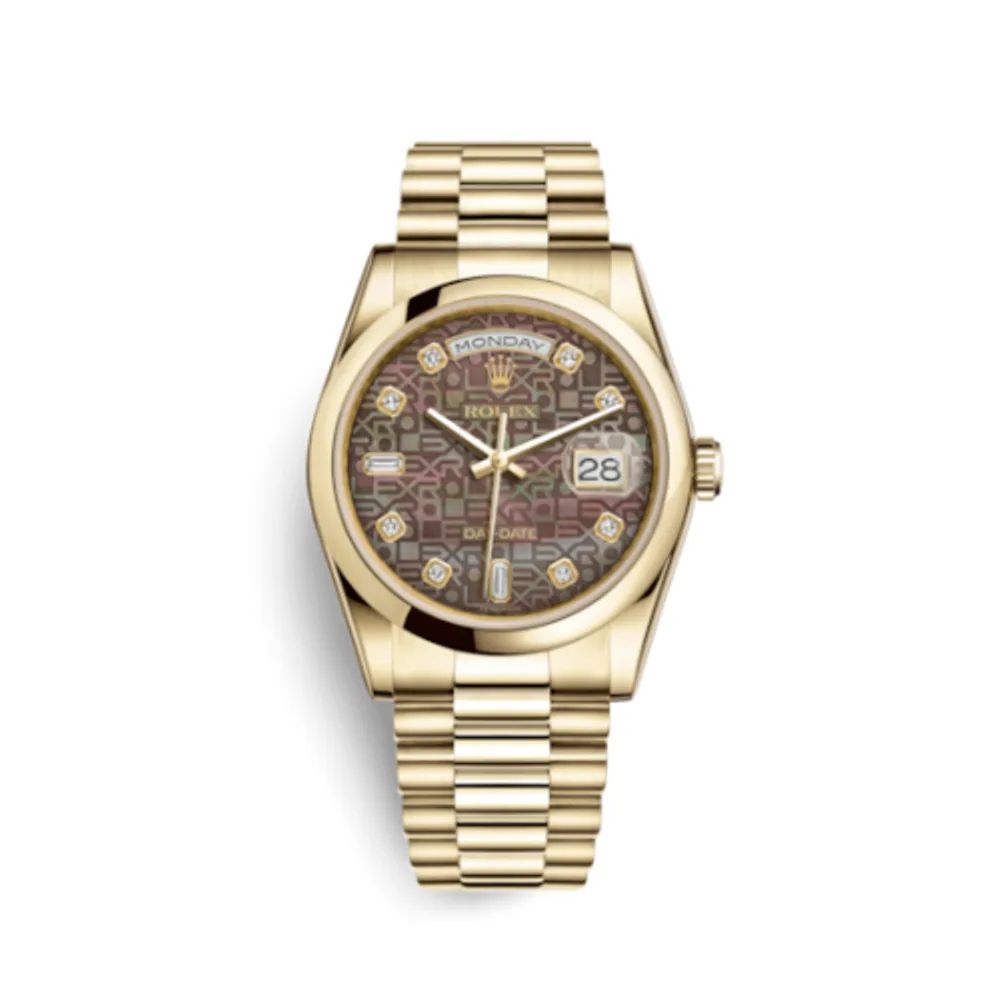 Rolex Day-Date 36 Yellow Gold Domed / President/ Black MOP Computer
