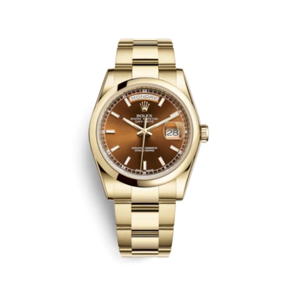 Rolex Day-Date 36 Yellow Gold Domed / Oyster / Cognac