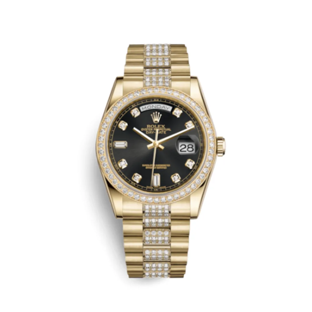 Rolex Day-Date 36 Yellow Gold Diamonds / President Diamond / Black Diamond