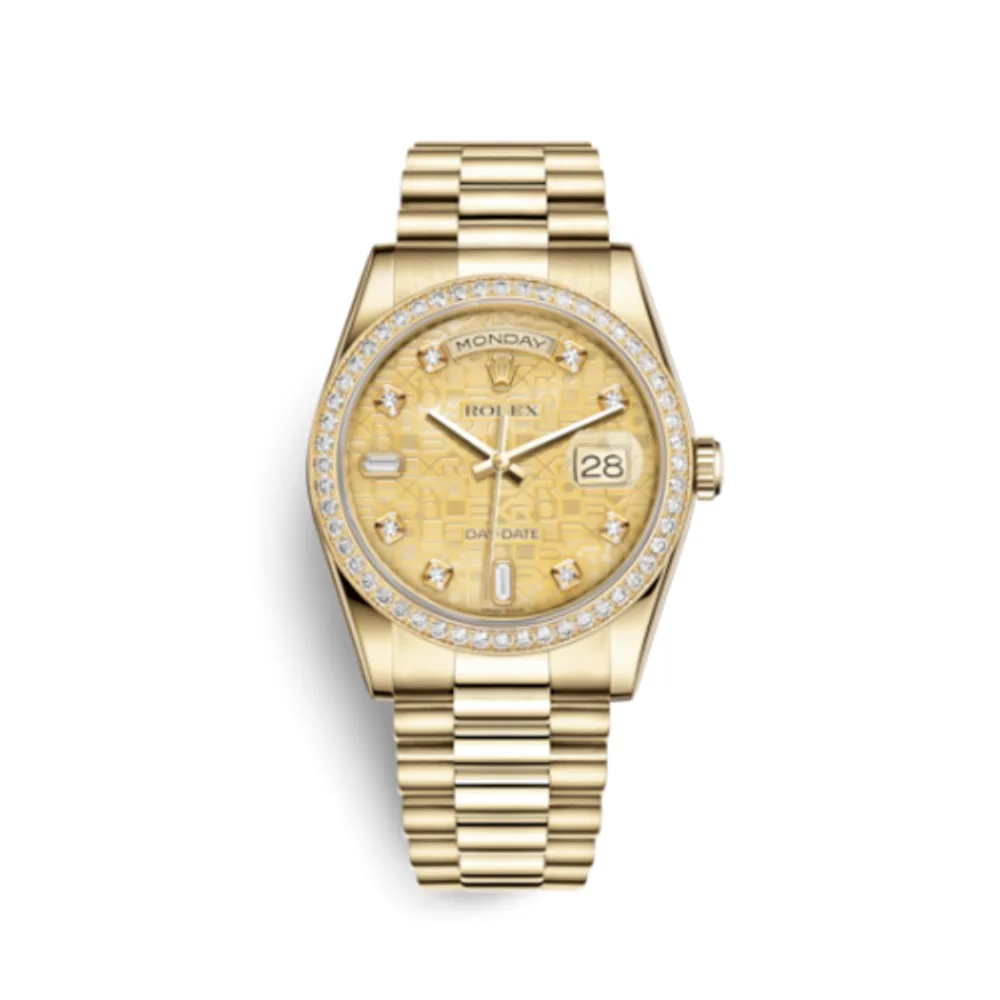 Rolex Day-Date 36 Yellow Gold Diamonds / President / Champagne MOP Computer
