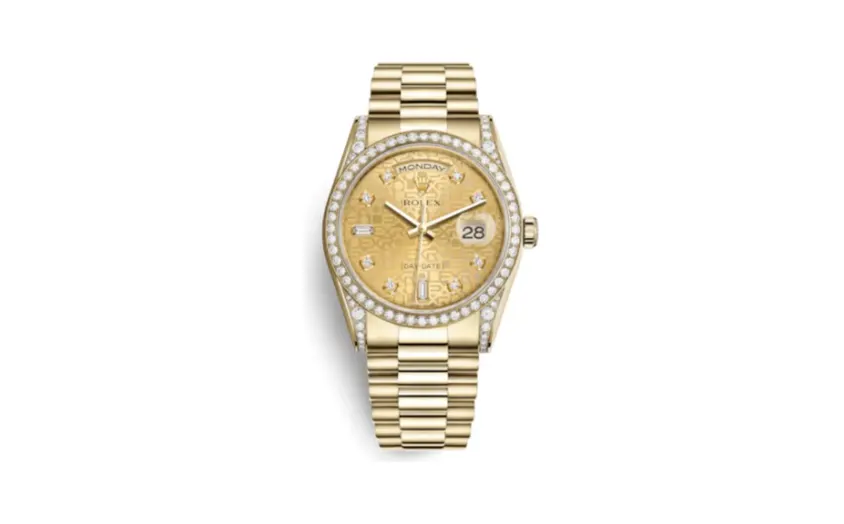 Rolex Day-Date 36 Yellow Gold Diamonds / President / Champagne Computer