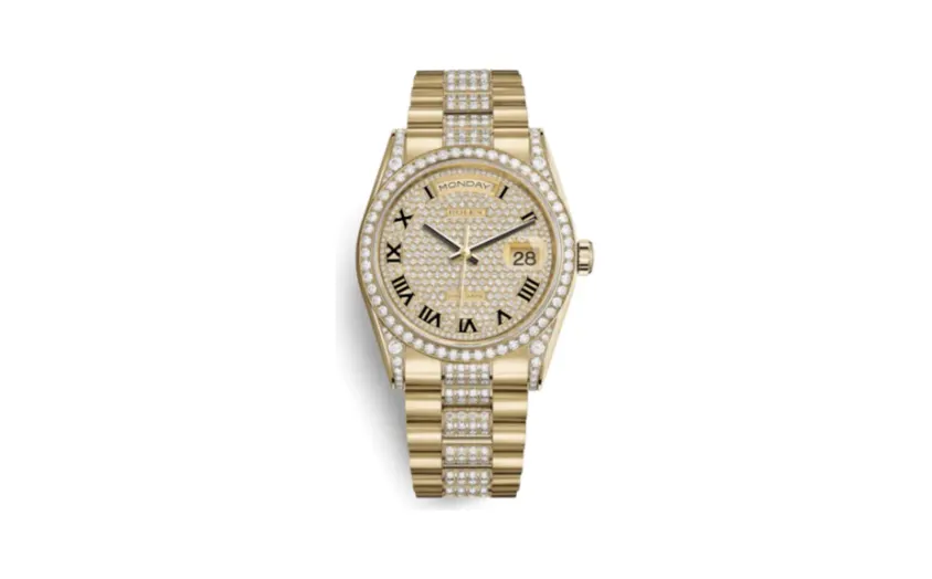 Rolex Day-Date 36 Yellow Gold Diamonds / President Diamonds / Paved