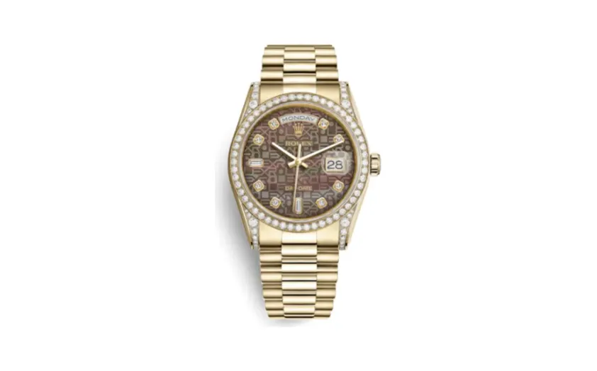 Rolex Day-Date 36 Yellow Gold Diamonds / President / Black MOP Computer