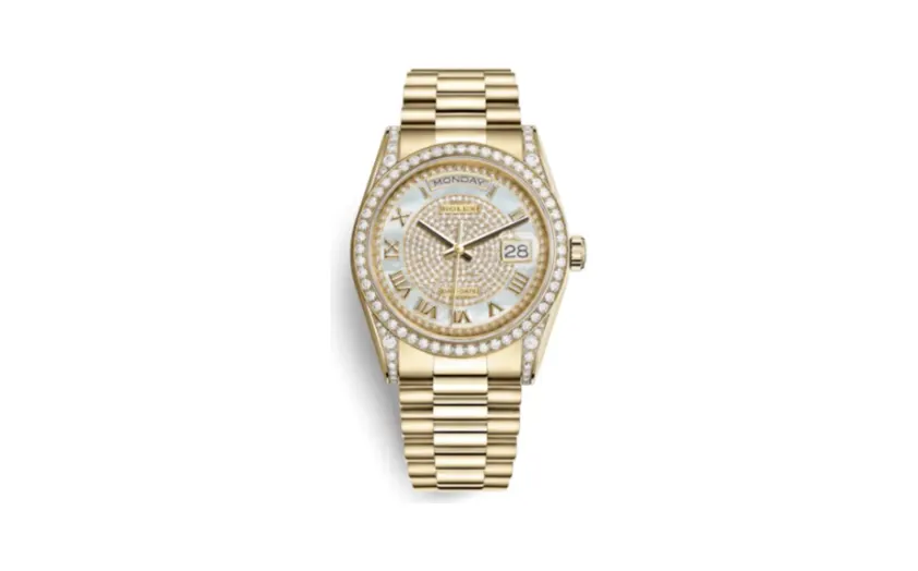 Rolex Day-Date 36 Yellow Gold Diamonds / President / Paved Roman
