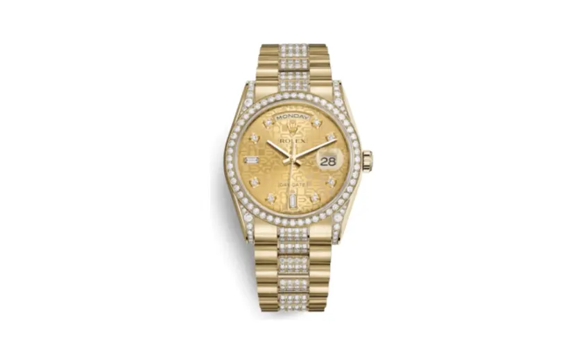 Rolex Day-Date 36 Yellow Gold Diamonds / President Diamonds / Champagne Computer