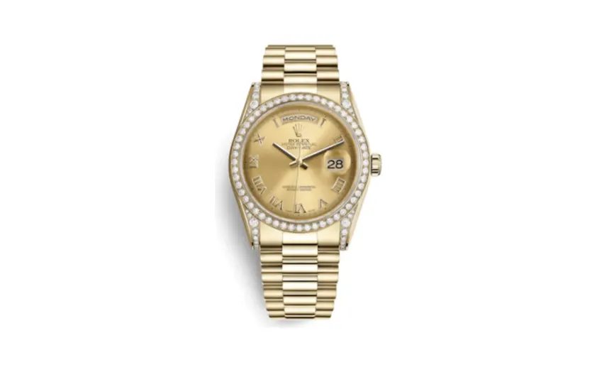 Rolex Day-Date 36 Yellow Gold Diamonds / President / Champagne Roman