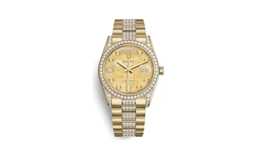 Rolex Day-Date 36 Yellow Gold Diamonds / President Diamonds / Champagne Computer