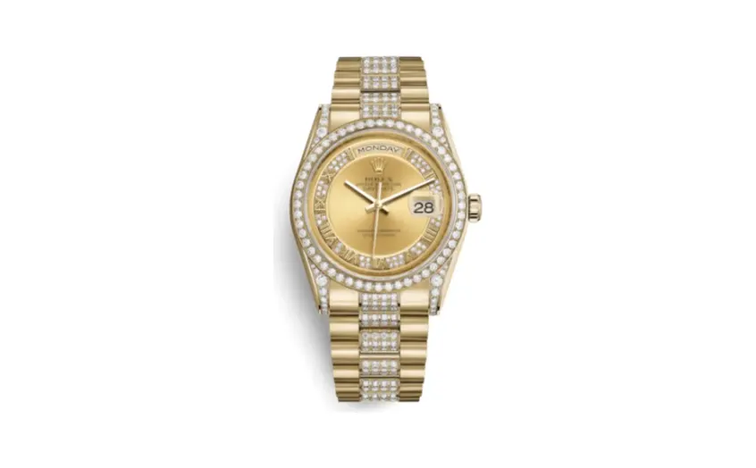 Rolex Day-Date 36 Yellow Gold Diamonds / President Diamonds / Champagne Roman