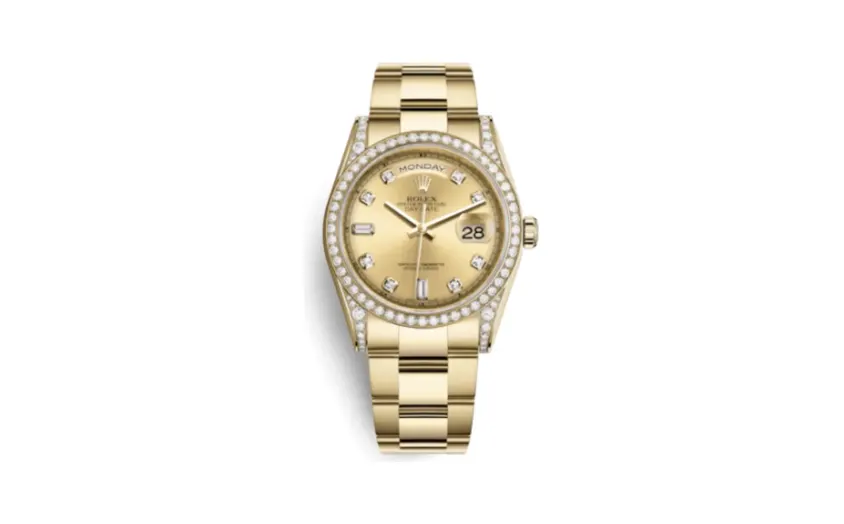 Rolex Day-Date 36 Yellow Gold Diamonds / Oyster / Champagne Diamonds