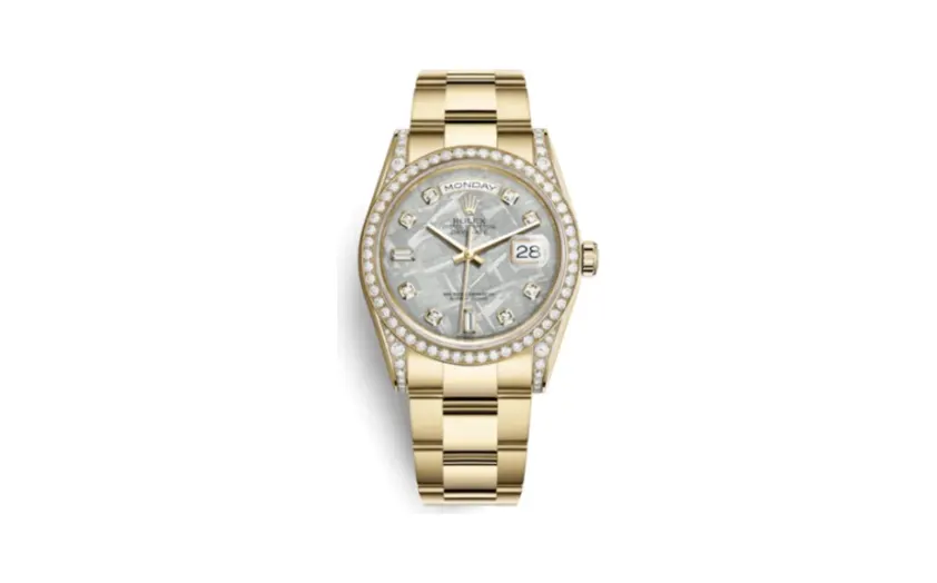 Rolex Day-Date 36 Yellow Gold Diamonds / Oyster / Meteorite