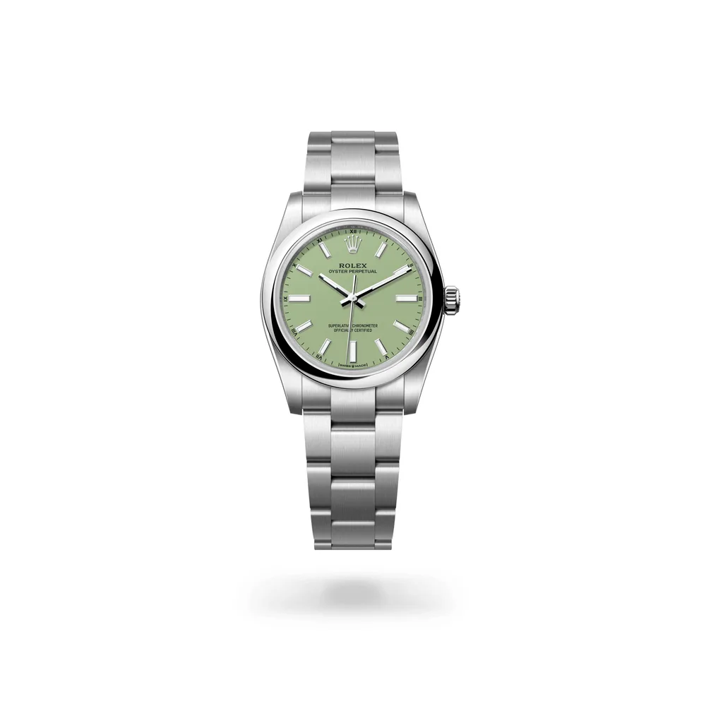 Rolex Oyster Perpetual 34, Oystersteel, Pistachio dial