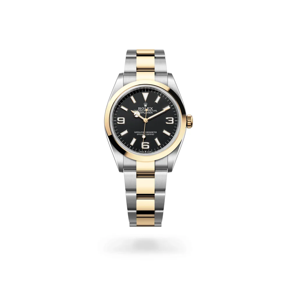 Rolex Oyster Perpetual Explorer 36, Yellow Rolesor, Black dial