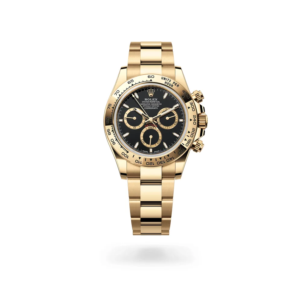 Rolex Cosmograph Daytona Oyster, 40 mm, yellow gold, 18 kt yellow gold, Black dial
