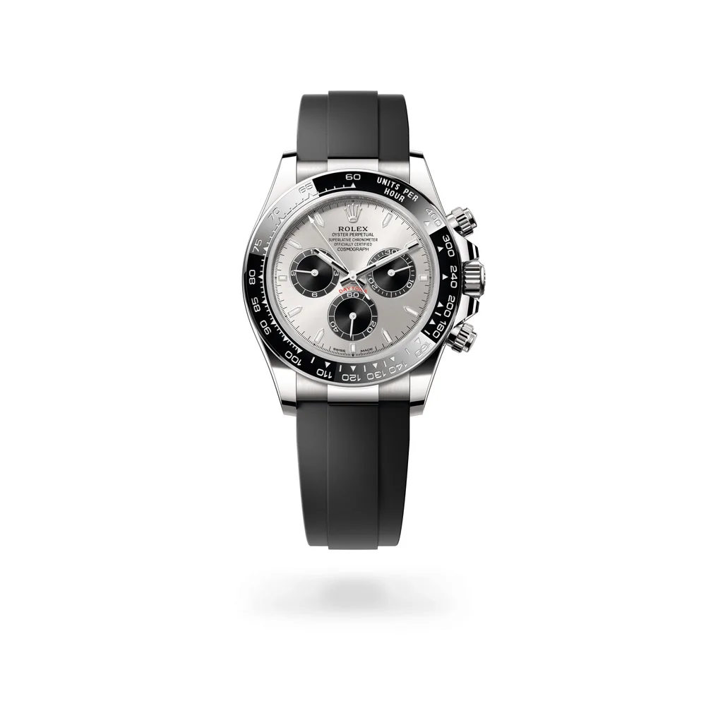 Rolex Cosmograph Daytona Oyster, 40 mm, white gold, 18 kt white gold, Steel and bright black dial