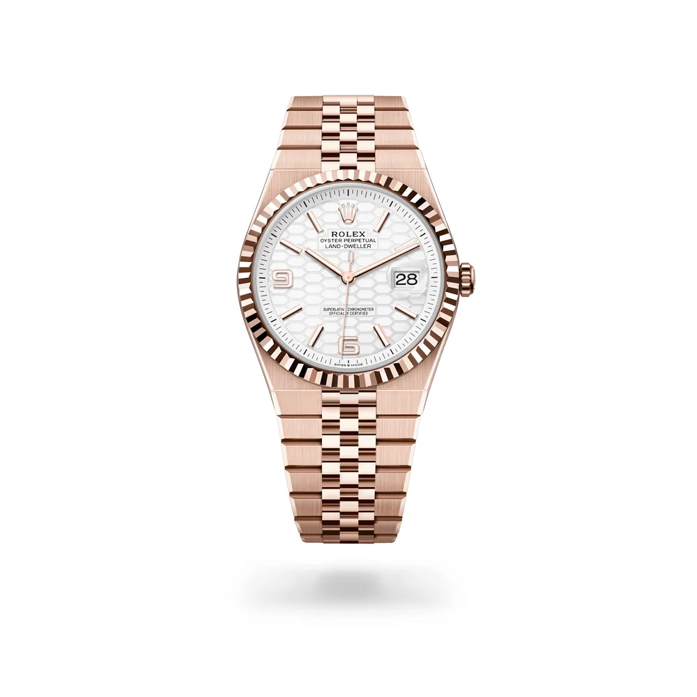 Rolex Land-Dweller 40, 18 kt Everose gold, Intense white dial