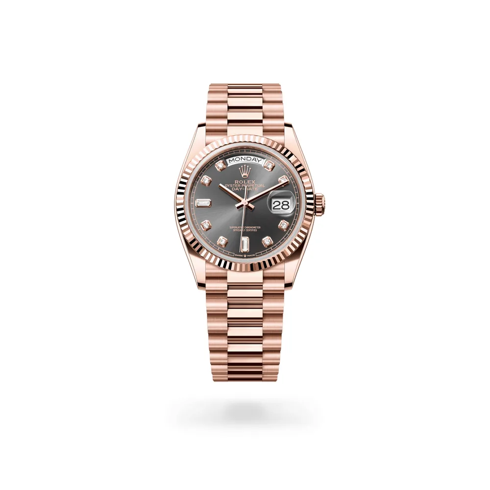 Rolex Oyster Perpetual Day-Date 36, 18 kt Everose gold, Slate dial