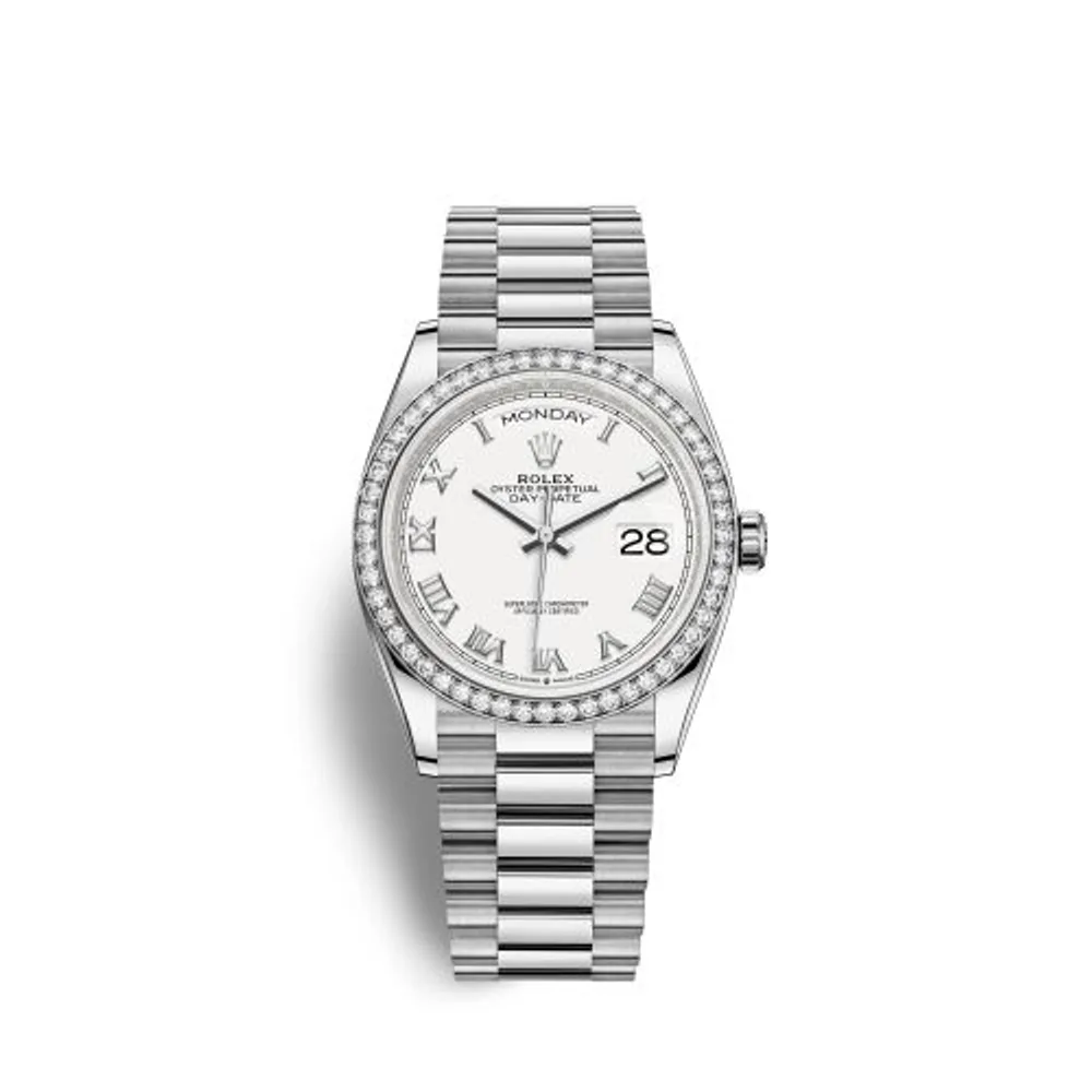 Rolex Day-Date 36 White Gold Diamond / White - Roman / President
