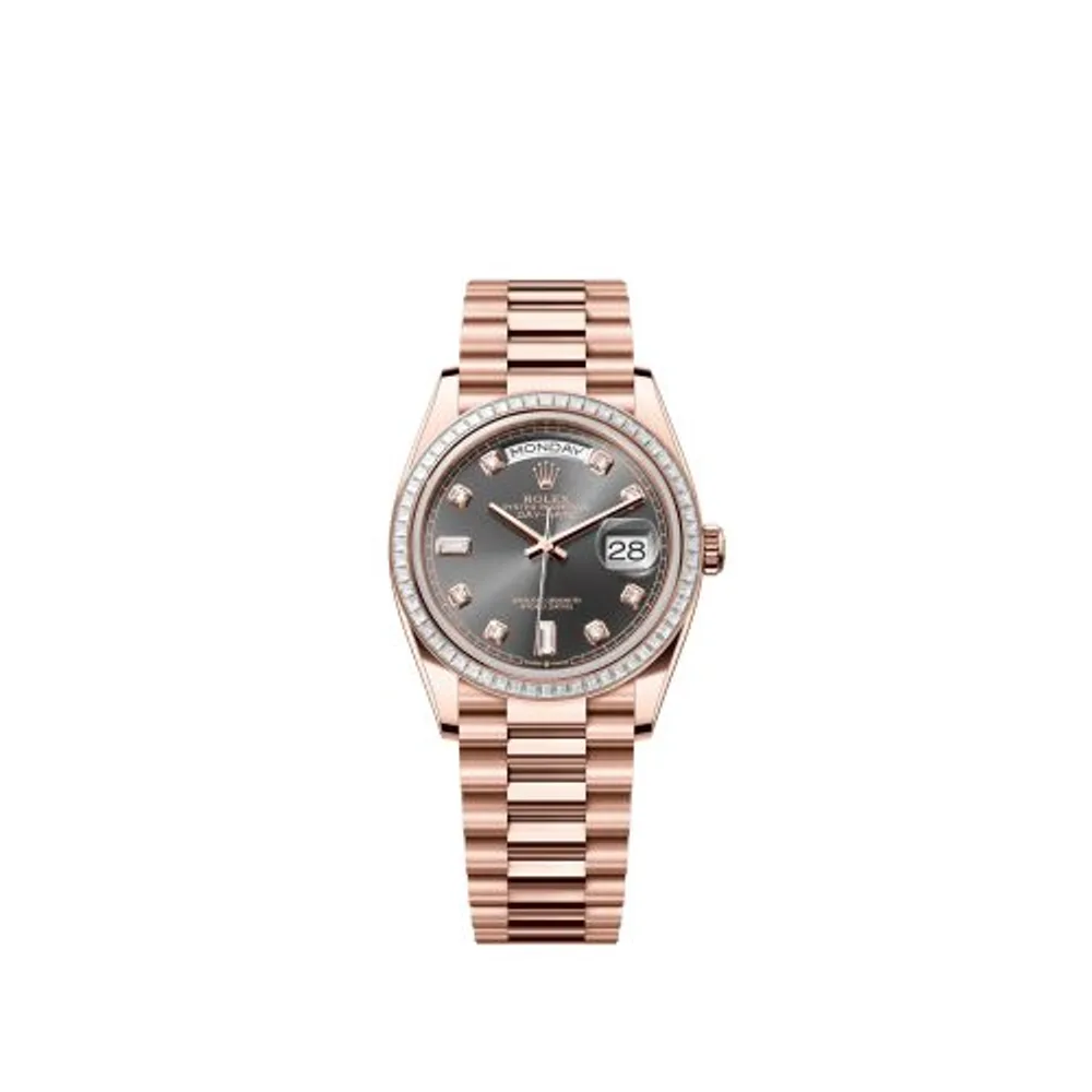 Rolex Day-Date 36 Everose Gold - Baguette / Slate - Diamond / President