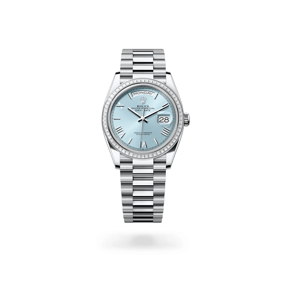 Rolex Oyster Perpetual Day-Date 36, Platinum, Ice blue dial