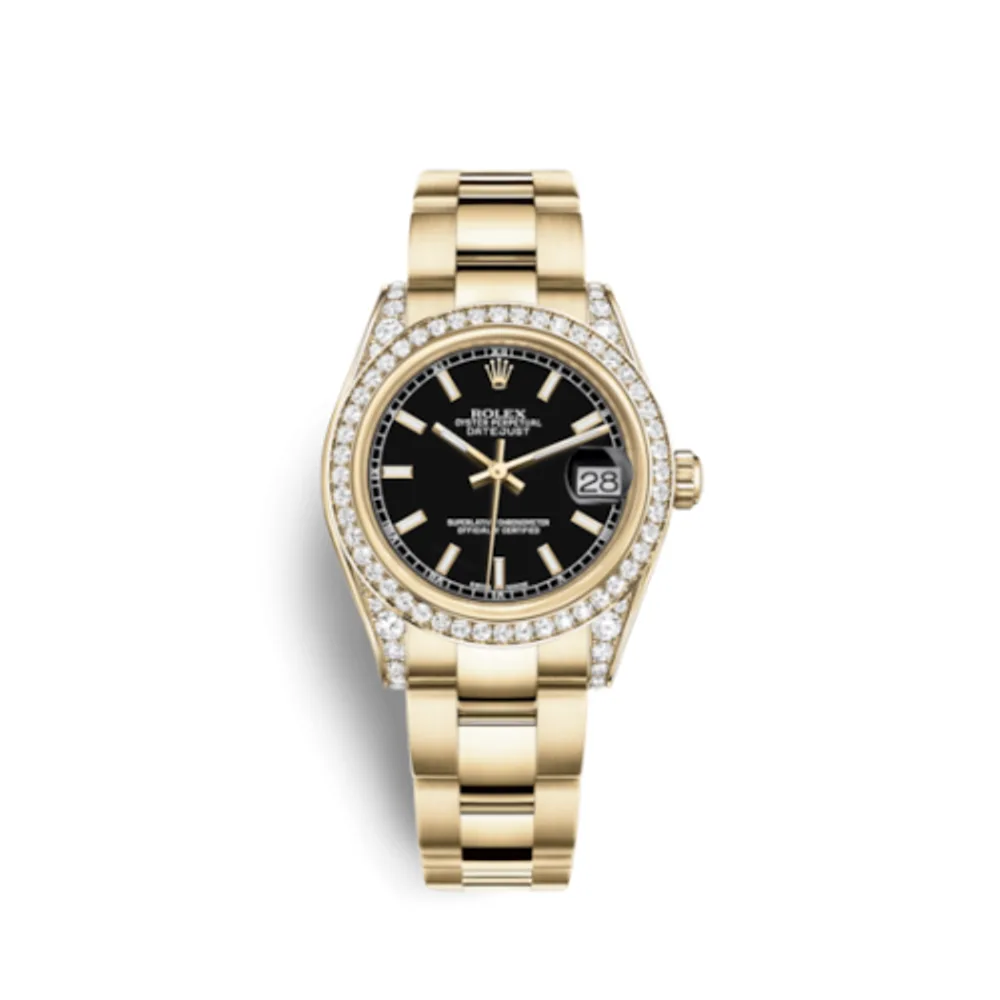Rolex Datejust 31 Yellow Gold Diamond / Oyster / Black