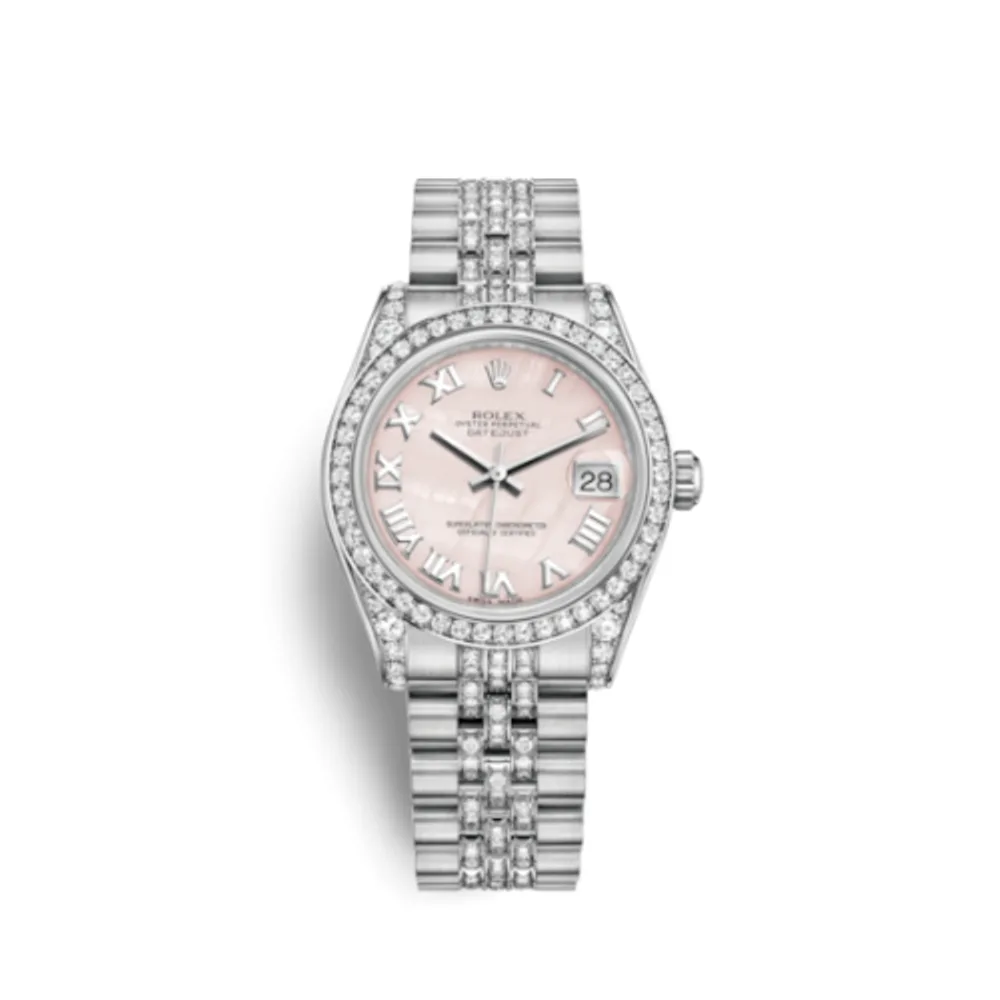 Rolex Datejust 31 White Gold Diamond / Jubilee Diamond / Pink MOP Roman