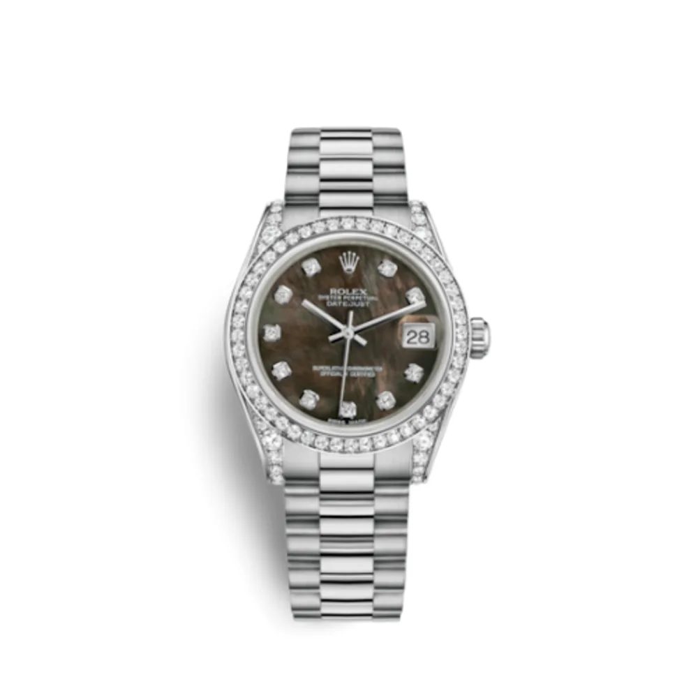 Rolex Datejust 31 White Gold Diamond / President / Black MOP
