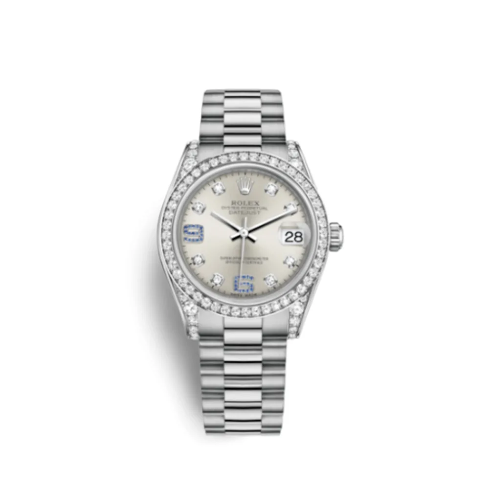Rolex Datejust 31 White Gold Diamond / President / Silver Diamond