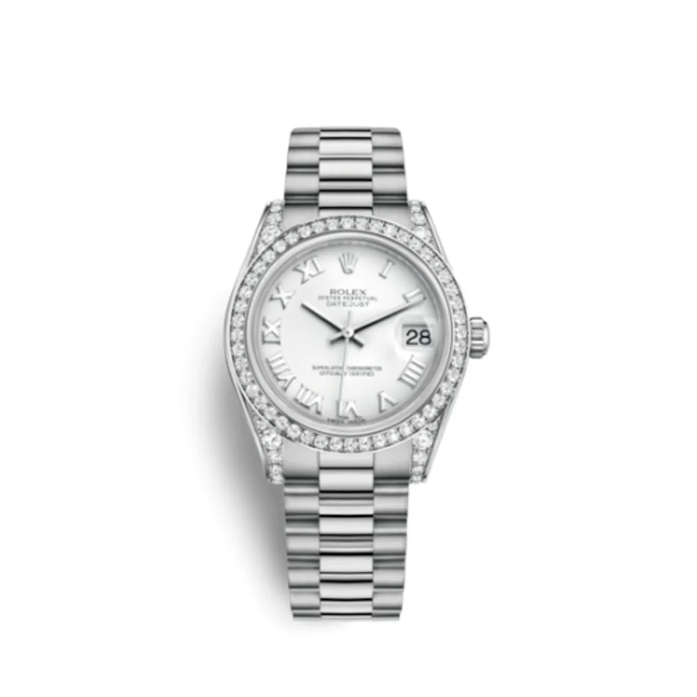 Rolex Datejust 31 White Gold Diamond / President / White Roman