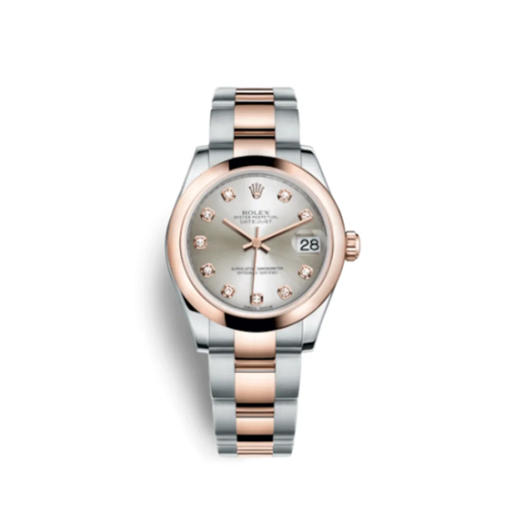 Rolex Datejust 31 Rolesor Everose Domed / Oyster / Silver Diamond