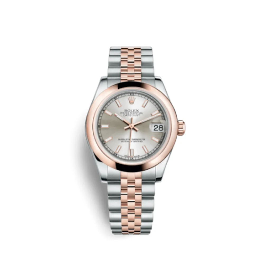 Rolex Datejust 31 Rolesor Everose Domed / Jubilee / Silver