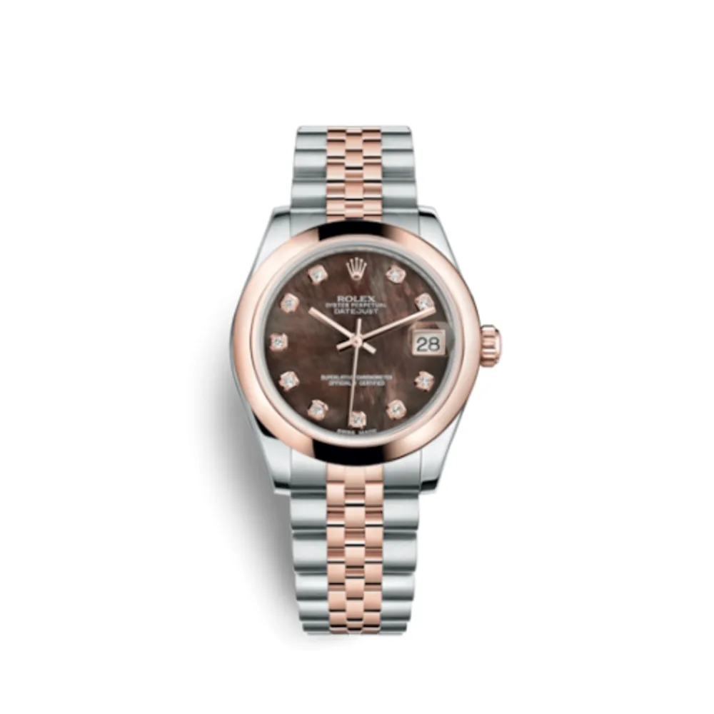 Rolex Datejust 31 Rolesor Everose Domed / Jubilee / Black MOP